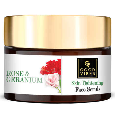 Buy Good Vibes Rose & Geranium Skin Tightening Scrub | Anti-Ageing, Hydrating | No Parabens, No Sulphates, No Mineral Oil, No Animal Testing (50 g) - Purplle