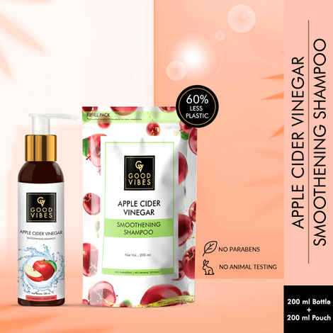 Buy Good Vibes Smoothing Shampoo Combo - Apple Cider Vinegar (200 ml Bottle + 200 ml Pouch) - Purplle