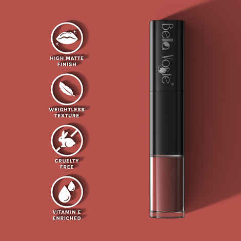 Bella Voste Prime & Pout Liquid Lipstick , Bitter Sweet (06) (1.1 g) & (1.6 ml)