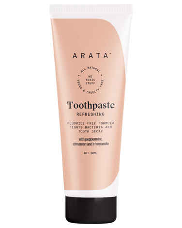 Buy Arata Natural Refreshing Toothpaste With Peppermint, Cinnamon & Chamomile | All-Natural, Vegan & Cruelty-Free | Fluoride-Free Formula Fights Bacteria & Tooth Decay (50 ml) - Purplle