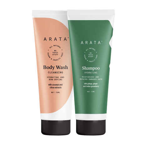 Buy Arata Natural Shower Hydration Combo For Men & Women With Hydrating Shampoo (75 ml) & Body Wash (75 ml) - Purplle