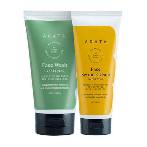 Buy Arata Natural Anti-Aging Face Kit For Men & Women with Face Serum & Face Wash 150ml+100ml - Purplle