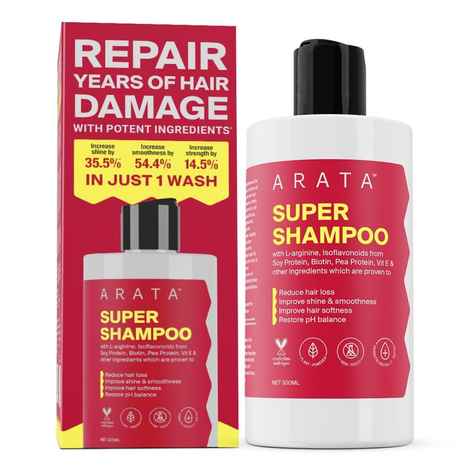 Buy Arata Super Shampoo, Plant-Powered Super Shampoo with Onion Oil, Bhringraj, Apple Cider Vinegar, Argan Oil & Aloe Vera For Women & Men (Shampoo) - 300 ml - Purplle