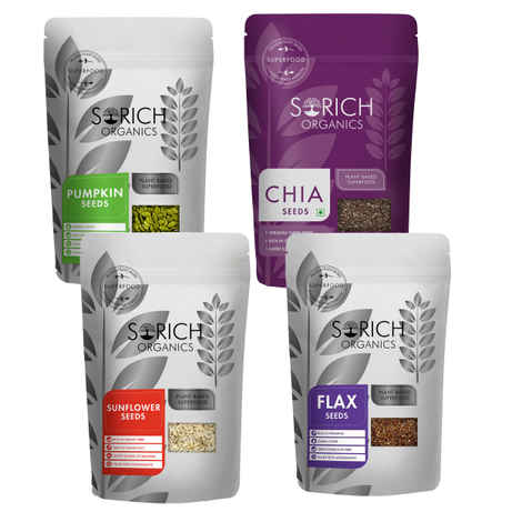 Buy Sorich Organics Sunflower 200 Gm, Pumpkin 200 Gm, Chia 250 Gm and Flax Seeds 200 Gm Combo - 850 Gm - Purplle