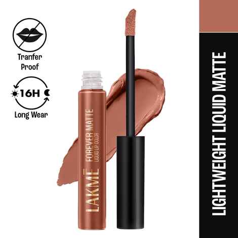 Lakme Forever Matte Liquid Lip Colour, Nude Latte (5.6 ml)