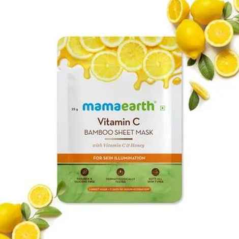 Mamaearth Vitamin C Bamboo Sheet Mask with Vitamin C & Honey for Skin Illumination (25 gm)