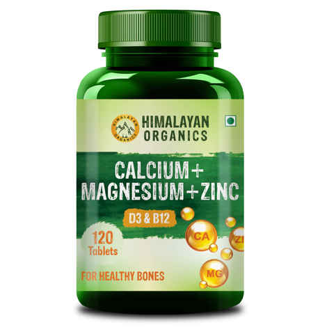 Buy Himalayan Organics Calcium Magnesium Zinc Vitamin D3 & B12- 120 Vegetarian Tablets - Purplle