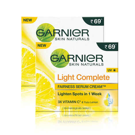 Buy Garnier Skin Naturals Light Complete Fairness Serum Cream, with 3x Vitamin C, 23 gm (Pack of 2) - Purplle