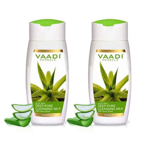 Buy Vaadi Herbals Aloevera Deep Pore Cleansing Milk With Lemon Extract (110 ml) Pack of 2 - Purplle
