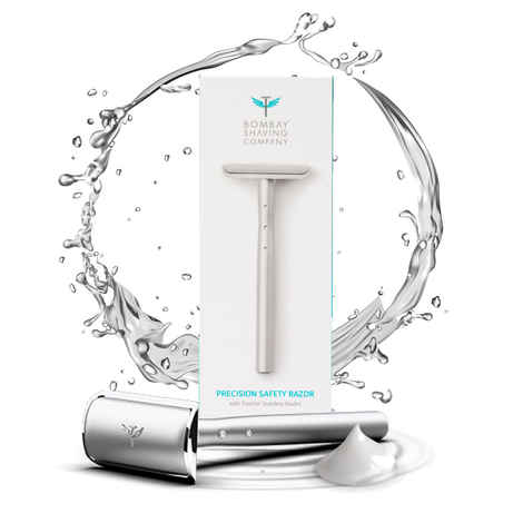 Buy Bombay Shaving Company Silver Metal Precision Safety Razor | 5 Feather Blades Free | Stainless Steel - Purplle