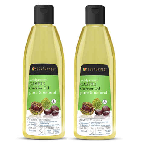 Soulflower Coldpressed Castor Hair Oil (225ml each) Pack of 2