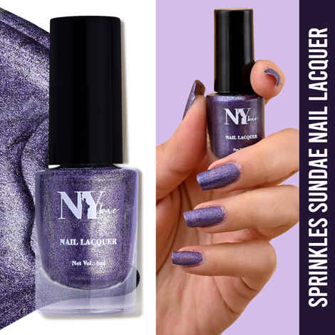 Buy NY Bae Sugar Effect Sprinkles Sundae Nail Lacquer - Blueberry Sprinkles Sundae 3 (6 ml) (6 ml) | Purple | Sugar Effect | Highly Pigmented | Chip Resistant | Non-Yellowing | Streak-free Application | Cruelty Free | Non-Toxic - Purplle