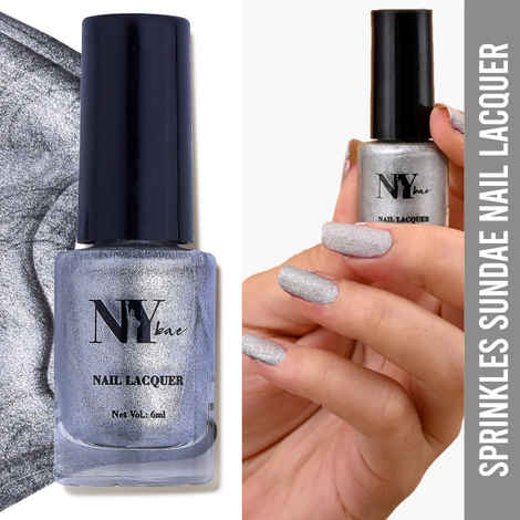 Buy NY Bae Sugar Effect Sprinkles Sundae Nail Lacquer - Silver Pearl Sprinkles Sundae 20 (6 ml) | Silver | Sugar Effect | Highly Pigmented | Chip Resistant | Non-Yellowing | Streak-free Application | Cruelty Free | Non-Toxic - Purplle