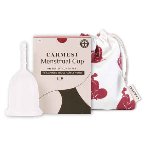 Buy Carmesi Reusable Menstrual Cup for Women - Small - Softest Cup Everrr - Made in Europe - FDA & Gynecologist Approved - Rash-Free - With Free Pouch, White Small Size - Softest Cup - Purplle