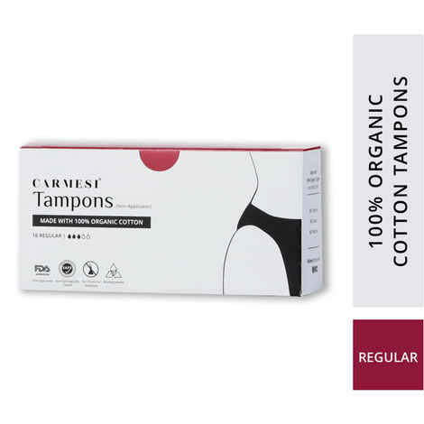 Buy Carmesi 100% Organic Cotton Tampons - 16 Regular - Purplle