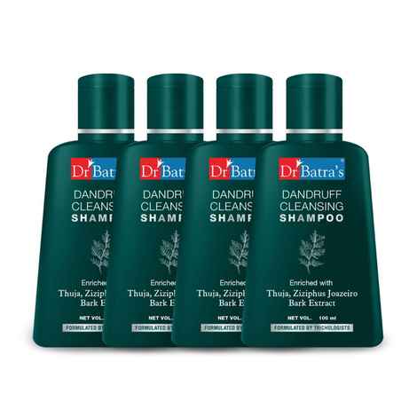 Buy Dr Batra`s Dandruff Cleansing Shampoo. Cleanses Scalp. Removes visible dandruff flakes. Contains natural Thuja ZiziphusA Jaozeiro extracts. 100 ml (Pack of 4) - Purplle