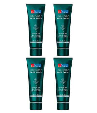 Buy Dr.Batra`s Daily Care Face Wash. Eliminates Dirt. Moisturizes Skin. Protects Against Impurities. Contains Echinacea Extracts, Tea Tree Oil, Vitamin B3, Vitamin E. SLS, Paraben Free. For Men, Women. 100 g. (Pack of 4) - Purplle