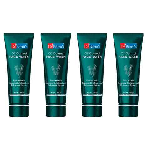 Buy Dr Batra`s Oil Control Face Wash Sulphate Silicone & Soap Free Enriched With Barosma Betulina Leaf & Echinancea Extract For Oil Free & Clear Skin - 100 gm (Pack of 4) - Purplle