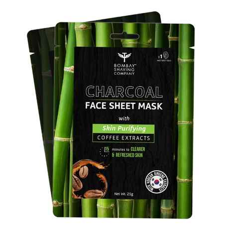 Buy Bombay Shaving Company Charcoal Face Sheet Mask (Pack of 2) | For Easy At-Home Skin Restoration 100 gm - Purplle