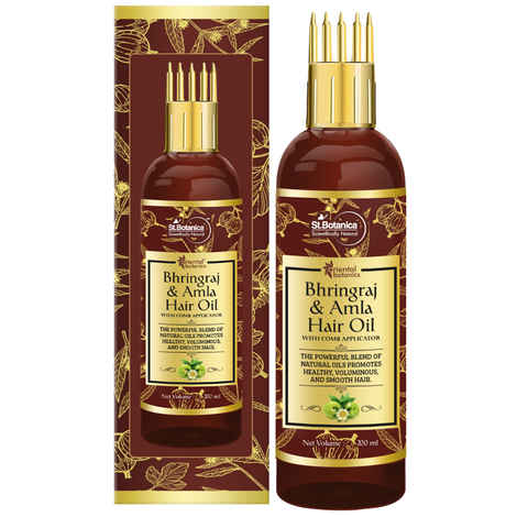 Buy Oriental Botanics Bhringraj & Amla Hair Oil With Comb Applicator, 200ml - Promotes Healthy, Voluminous & Smooth Hair - Purplle