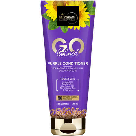 St.Botanica GO Colored Purple Hair Conditioner - With Linseed, Purple Mica, Sunflower Oil, No SLS / Sulphate, Paraben, Silicones, Colors, 200 ml