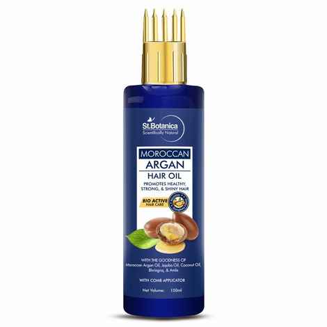 Buy StBotanica Moroccan Argan Hair Oil With Comb Applicator - With Goodness Of 19 Oils - Promotes Healthy, Long, Strong & Shiny Hair, 150 ml - Purplle