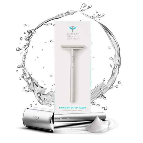 Buy Bombay Shaving Company Silver Metal Precision Safety Razor | 5 Feather Blades Free | Stainless Steel 400 gm - Purplle