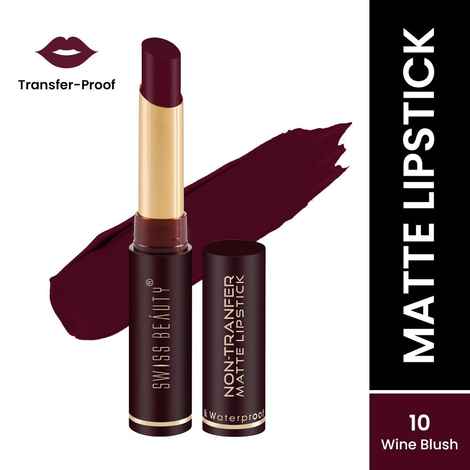 Swiss Beauty Non-Transfer Matte Lipstick - 10 - Wine Blush - 2 gm