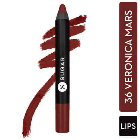 SUGAR Cosmetics Matte as Hell Crayon Lipsticks for Women | Lasts Up To 8+ Hours | Lip Crayon with Sharpener | 2.8gm - 36 Veronica Mars