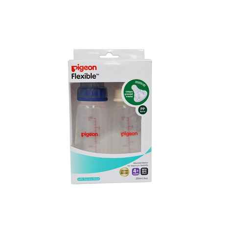 Buy Pigeon Peristaltic Nursing Bottle Twin Pack Kpp 200 ml (Blue & White) Nipple M - Purplle