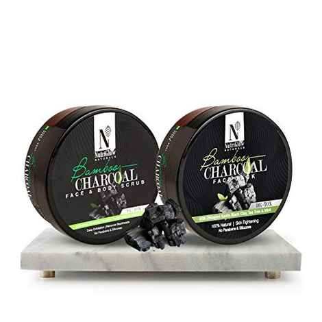 Buy NutriGlow NATURAL'S Bamboo Charcoal Face Pack & Face & Body Scrub With Actiavted Charcoal Powder, 200 gm each - Purplle