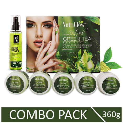 Buy NutriGlow Ultra Rich Green Tea Facial Kit (250 gm) & ADVANCED ORGANICS Green Apple Facial Toner (100 ml) For Slacked Skin Tone - Purplle