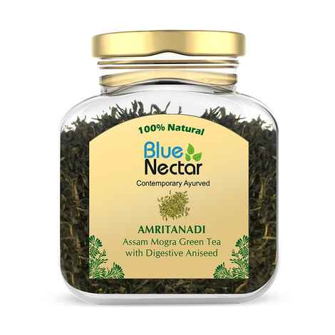 Buy Blue Nectar Amritanadi Assam Green Tea Loose Leaves with Digestive Aniseed (50 gm + 15 gm FREE, 33 Cups) - Purplle