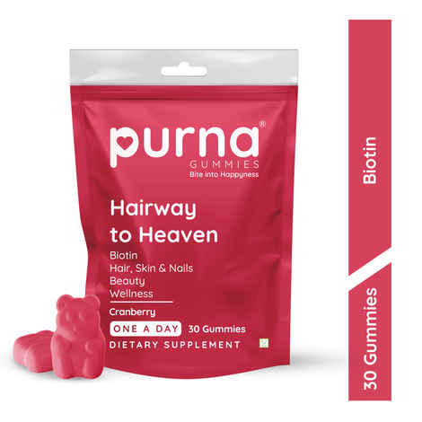 Buy Purna Gummies Biotin Cranberry Gummies With Vitamin B12 For Hair, skin & Nail, 30 Day Pack - Purplle