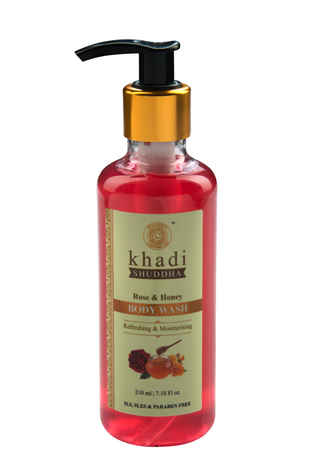 Khadi Shuddha Rose & Honey Body Wash Refreshing & Moisturizing (Sls, Sles & Paraben Free) 210 ml