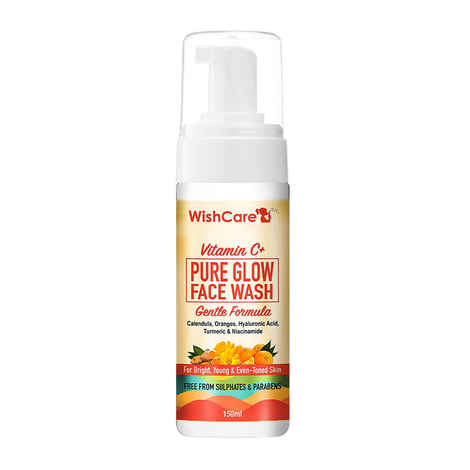 Buy WishCare® Vitamin C+ Pure Glow Face Wash- With Vitamin C, Hyaluronic Acid, Niacinamide, Oranges, Calendula & Turmeric - For Bright, Young and Even Toned Skin (150 ml) - Purplle