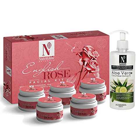 Buy NutriGlow NATURAL'S English Rose Facial Kit (260gm) With Aloe Vera & Cucumber Lotion (500 ml) For Skin Nourishment - Purplle