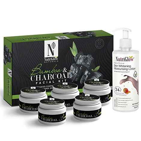 Buy NutriGlow NATURAL'S Bamboo Charcoal Facial Kit (260gm) With Skin Whitening Moisturizing Lotion (500 ml) For Intensive Nourishment - Purplle