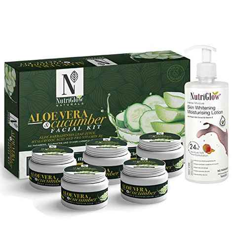 Buy NutriGlow NATURAL'S Aloe Vera & Cucumber Facial Kit (260gm) With Skin Whitening Moisturising Lotion (500 ml) For Skin Brightening - Purplle