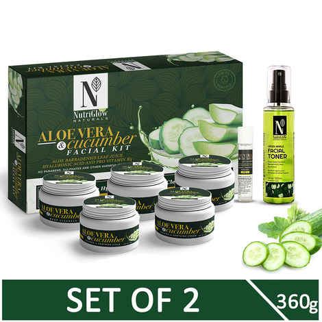 Buy NutriGlow NATURAL'S Aloe Vera & Cucumber Facial Kit (260 gm) & ADVANCED ORGANICS Green Apple Toner (100 ml) For Detoxifies Skin - Purplle