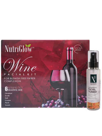 Buy NutriGlow Wine Facial Kit (260gm) & Advanced Organics Skin Whitening Facial Toner (100 ml) For Blemish Free Fairer Complexion, Detoxifies & Tightens Pores - Purplle