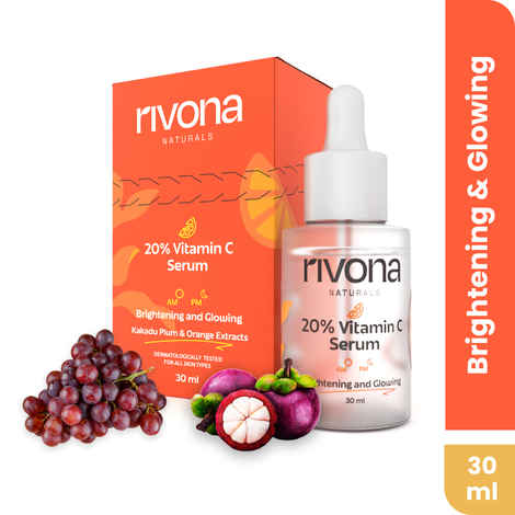 Rivona Naturals 20% Vitamin C Serum|Kakadu Plum + Ascorbic Acid|Advanced Brightening Face Serum,Glowing,Anti-Aging Serum|For Men&Women|100% Vegan,Dermatologically Tested ,Cruelty Free 30 Ml