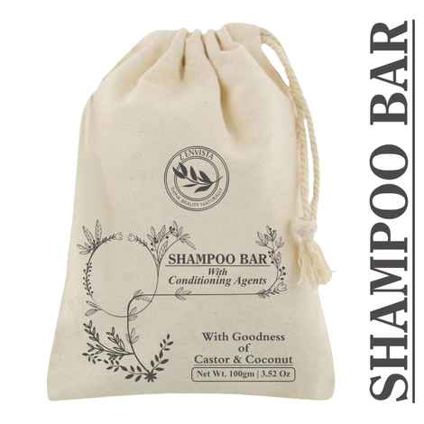 Zenvista Meditech Shampoo Bar with Castor Oil, Coconut Oil & Natural Conditioners for Wavy Hair, Straight Hair.100% Biodegradable Plastic Free Packing (100 gm)