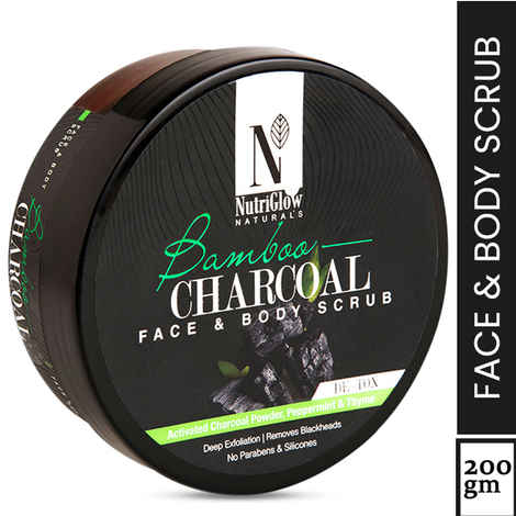 Buy NutriGlow NATURAL'S Bamboo Charcoal Face & Body Scrub With Activated Charcoal Powder, 200 gm - Purplle