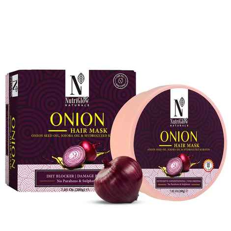 Buy NutriGlow NATURAL'S Onion Hair Mask For Effective Against Damaged Hair, 200 gm - Purplle