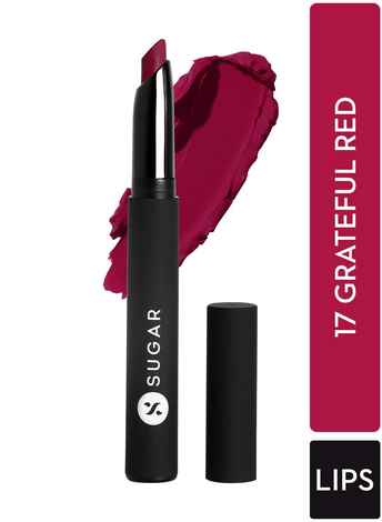 Buy SUGAR Cosmetics Matte Attack Lipstick for Women | Transferproof & Smudgeproof | Lasts upto 12hrs | Enriched With Jojoba Oil | 2 gm - 17 Grateful Red - Purplle