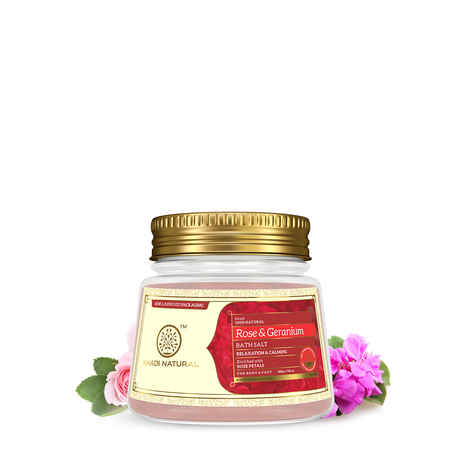 Buy Khadi Natural Rose & Geranium With Rose Petals Herbal Bath Salt| Removes Dirt & Impurities - (200gm) - Purplle