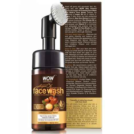 Buy WOW Skin Science Moroccan Argan Oil Foaming Face Wash with Built-in Brush - (100 ml) - Purplle