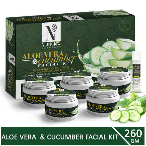 Buy NutriGlow NATURAL'S Aloe Vera & Cucumber Facial Kit With Hyaluronic Acid and Pro Vitamin B5, 260 gm - Purplle
