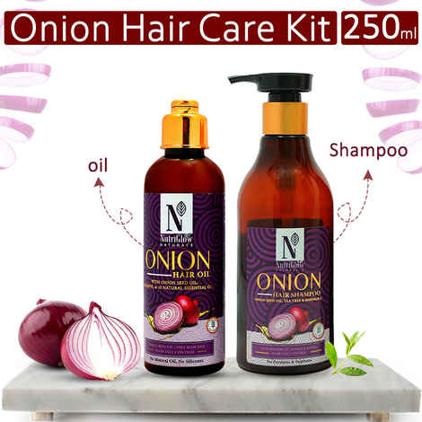 Buy NutriGlow NATURAL'S Combo of 2 Onion Hair Shampoo (300 ml) & Hair Oil (100 ml) For Anti Dandruff/ Damage Repair - Purplle